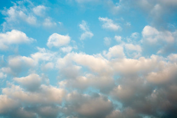 Clouds sky sunset background, horizontal orient.