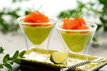 avocado cream and salmon