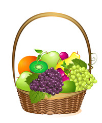 wicker basket with fruit