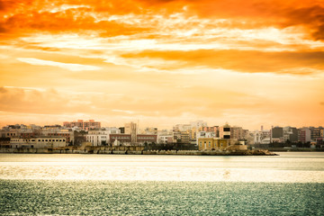 Naklejka premium Sunset over Bari