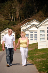 Happy couple walking together