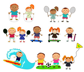 vector children playing