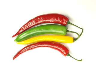 Chilly peppers on white background