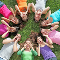 group of teens at summer camp - 22150571