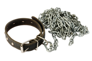 Dog collar with a chain