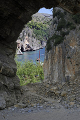 Cave foreshortening through a cave, Palinuro, Italy