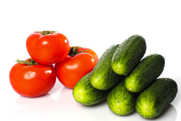 Tomatoes and cucumbers