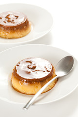 homemade egg flan with caramel