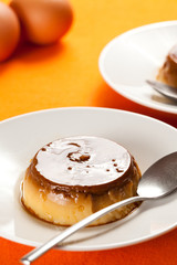 homemade egg flan with caramel