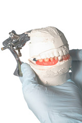 Fototapeta premium Dental Lab Articulator with dental prosthesis