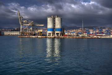 Obraz premium Shipyard - industrial view, Genoa, Italy