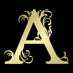 Alphabetic letter A, in gold © DotCandy