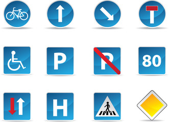 Road signs set isolated in white background