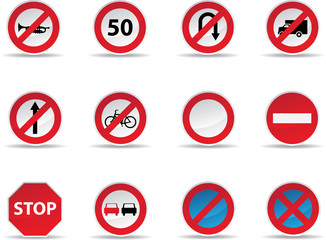 Road signs set isolated in white background