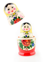 matryoshka doll on the white