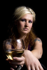 Close up on a Woman with Wine