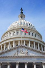 US Flag and Capitol Hill, Washington DC