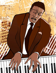 Pianist auf Grunge-Hintergrund