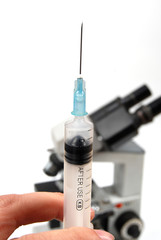 syringe and microscope