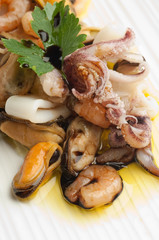 seafood salad marinated on vinegar balsamic