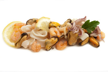 seafood salad isolated on white