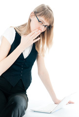 young business woman smoking