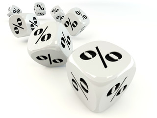 Dice. Cube with percent.