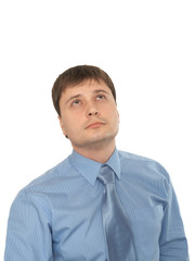 Businessman looking up