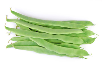 Gemüse - breite grüne Stangenbohnen