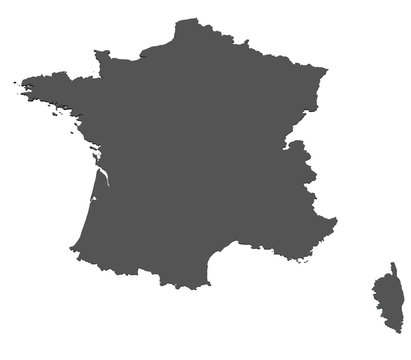 Karte von Frankreich - freigestellt