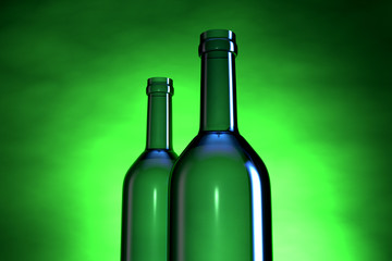 Wine bottle in three dimensional with light background