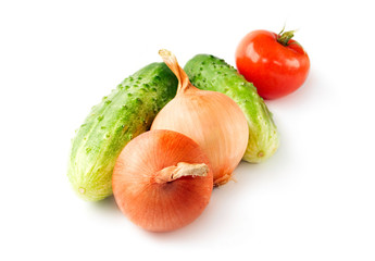 Vegetables isolated on the white background