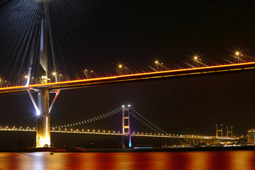 Fototapeta na wymiar bridges in Hong Kong at night