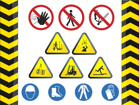 Construction icon hazard safety signs vector set