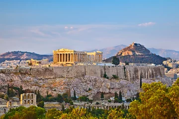 Abwaschbare Fototapete Athen Blick auf die Akropolis bei Sonnenuntergang