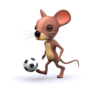 3d mouse kicking football