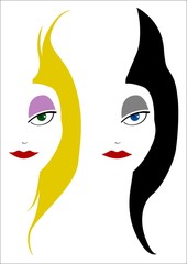 Blonde and black haired women