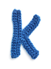 One letter of knit handmade alphabet - K