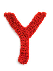 One letter of knit handmade alphabet - Y