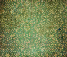 Old green wallpaper - obrazy, fototapety, plakaty