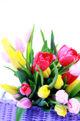 basket full of tulips