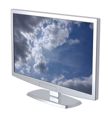 Lcd tv monitor on white background.