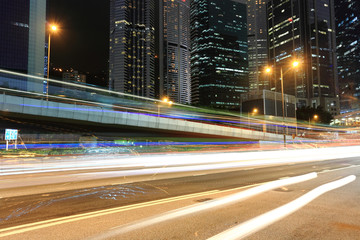 Fototapeta na wymiar traffic in business district at night