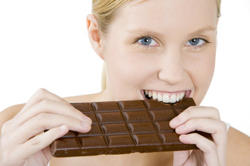 portrait of woman with chocolate