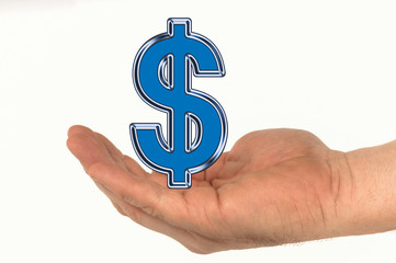 Offene Hand mit Dollarzeichen Symbol Handzeichen