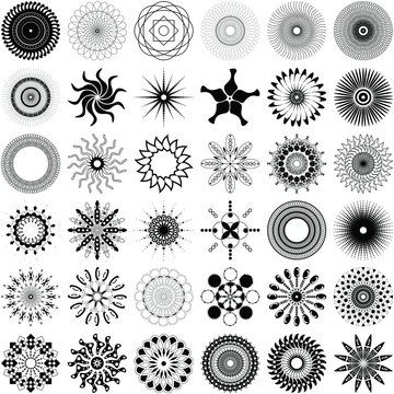 Unique, Intricate Spiral Design Element Set