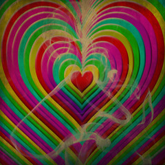 Many colorful heart shapes