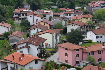 Fototapeta na wymiar tetti di case dall'alto