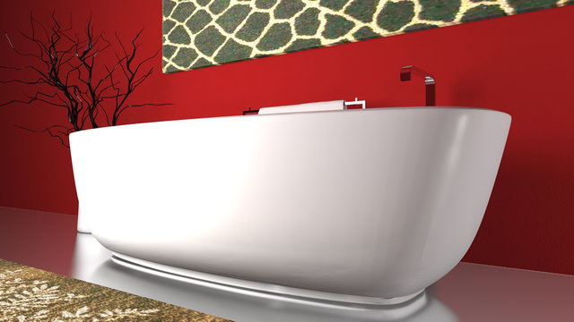 Vasca con quadro leopardato