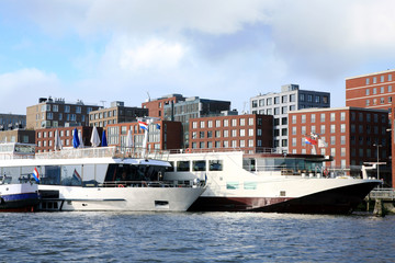 Modern architecture and luxury yacht